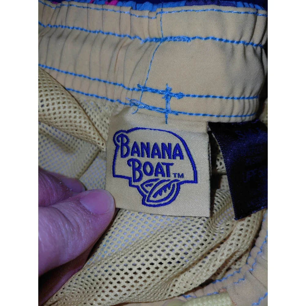 Men's Banana Boat SPF 50 Swimsuit Size Small Shorts Tropical Swim Trunks Lined